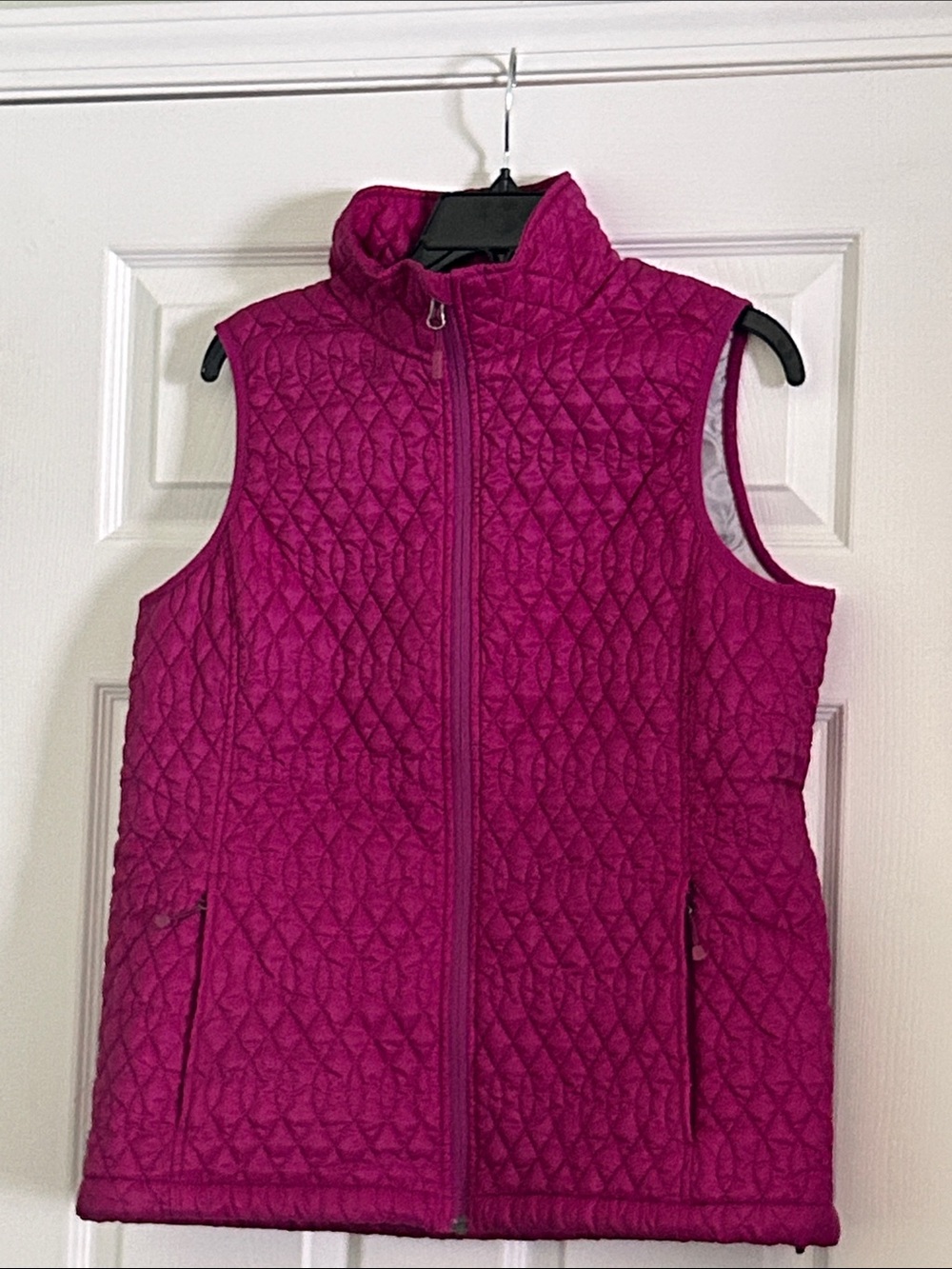 Lands' End Quilted Magenta Sleeveless Vest